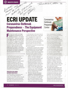 ECRI Update- Coronavirus Preparedness Articles